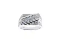 Bevilles Jewellery Men's Sterling Silver Cubic Zirconia Ring - S offer