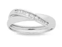 Bevilles Jewellery Baguette Set Ring with 0.17ct of Diamonds in 9ct White Gold - N offer