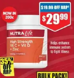 Chemist Warehouse NUTRA Life High Strength Vit C + Vit D + Zinc offer