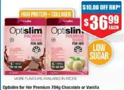 Chemist Warehouse Optislim for her premium chocolate or vanilla offer