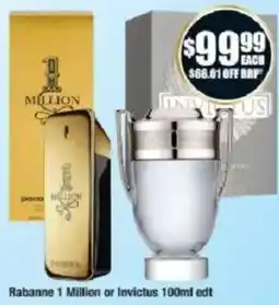 Chemist Warehouse Rabanne 1 Million or Invictus edt offer