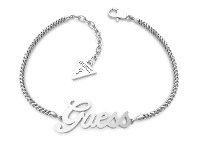 Guess Logo Power Rhodium Plated Guess Lettering Bracelet
