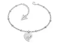 Bevilles Jewellery Guess Queen of Heart Rhodium Plated Chain Heart Pendant Bracelet offer