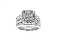 Bevilles Jewellery Sterling Silver Cubic Zirconia Square Halo Surround Cluster Set Ring - Q offer