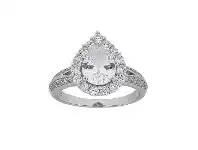 Bevilles Jewellery Sterling Silver Cubic Zirconia Pear Centred Shoulder Ring - Q offer