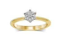 Bevilles Jewellery Flower Ring with 0.10ct of Diamonds in 9ct Yellow Gold - L offer