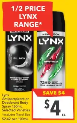 Supa Valu Antiperspirant or Deodorant Body Spray offer
