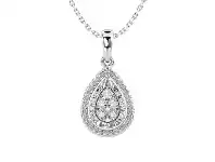 Bevilles Jewellery Diamond Set Miracle Halo Pear Necklace in Sterling Silver offer