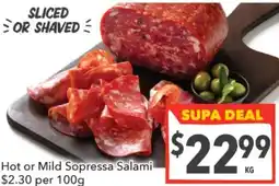 Supa Valu Hot or Mild Sopressa Salami offer