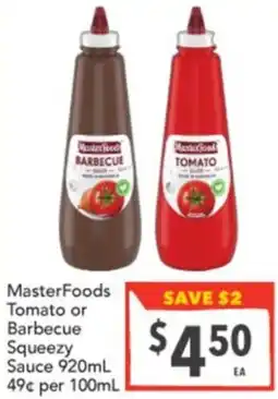 Supa Valu Tomato or Barbecue Squeezy Sauce offer