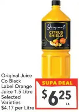 Supa Valu Original Juice Co Black Label Orange Juice offer