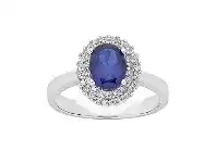 Bevilles Jewellery Sterling Silver Blue Cubic Zirconia Ring - S offer