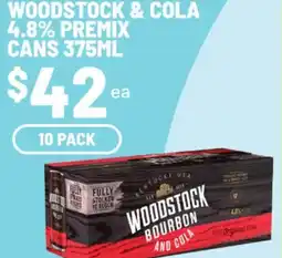 Supa Valu Woodstock & cola 4.8% premix cans offer