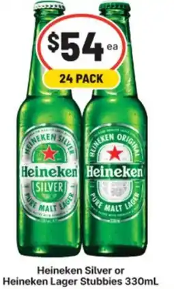 Supa Valu Heineken Silver or Heineken Lager Stubbies offer