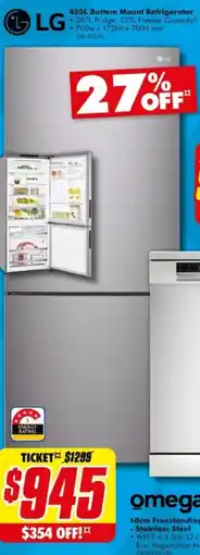 The Good Guys Bottom Mount Refrigerator offer