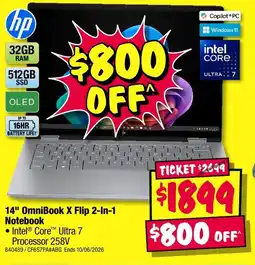 JB Hi-Fi 14" OmniBook X Flip 2-In-1 Notebook offer