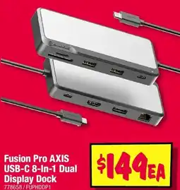 JB Hi-Fi Fusion Pro AXIS USB-C 8-In-1 Dual Display Dock offer