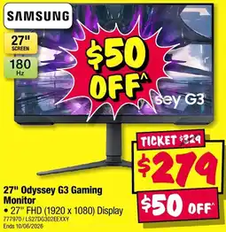 JB Hi-Fi 27" Odyssey G3 Gaming Monitor offer