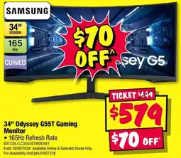 JB Hi-Fi 34" Odyssey G55T Gaming Monitor offer