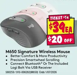 JB Hi-Fi M650 Signature Wireless Mouse /07/2026 offer