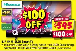 JB Hi-Fi 43" 4K Hi-QLED Smart TV offer