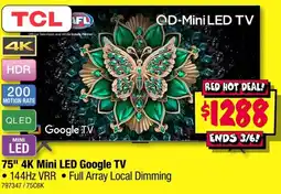 JB Hi-Fi 75" 4K Mini LED Google TV offer