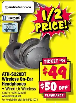 JB Hi-Fi ATH-S220BT Wireless On-Ear Headphones offer