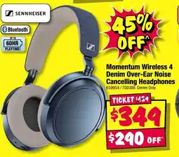 JB Hi-Fi Momentum Wireless 4 Denim Over-Ear Noise Cancelling Headphones offer