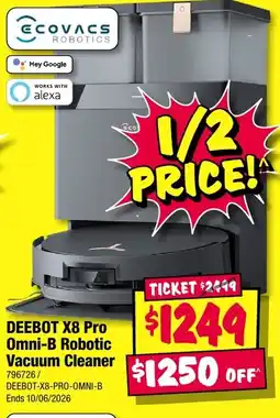 JB Hi-Fi DEEBOT X8 Pro Omni-B Robotic Vacuum Cleaner offer