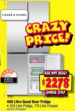 JB Hi-Fi 498 Litre Quad Door Fridge offer