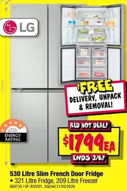 JB Hi-Fi 530 Litre Slim French Door Fridge offer