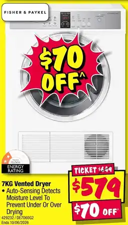 JB Hi-Fi 7KG Vented Dryer offer