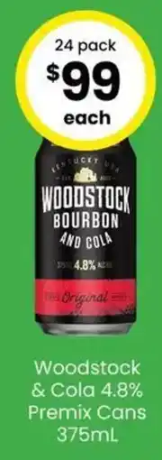 The Bottle O Woodstock & Cola 4.8% Premix Cans offer