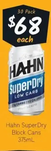 Cellarbrations Hahn SuperDry Block Cans offer