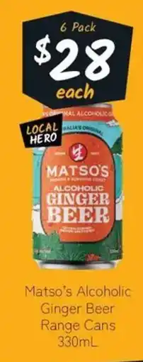 Cellarbrations Matso's Alcoholic Ginger Beer Range Cans offer