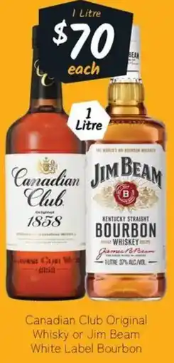 Cellarbrations Canadian club original whisky or jim beam white label bourbon offer