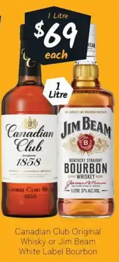 Cellarbrations Canadian club original whisky or jim beam white label bourbon offer