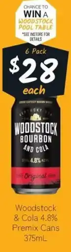 Cellarbrations Woodstock & Cola 4.8% Premix Cans offer