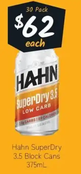Cellarbrations Hahn SuperDry 3.5 Block Cans offer