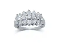 Bevilles Jewellery Sterling Silver 3 Row Diamond Dress Ring - N offer