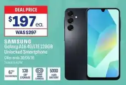Officeworks Galaxy A16 4G/LTE 128GB Unlocked Smartphone offer