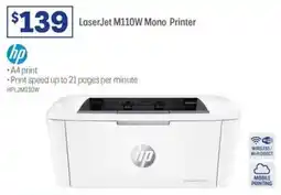 Officeworks LaserJet M110W Mono Printer offer
