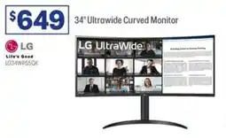 Officeworks 34" Ultrawide Curved Monitor offer