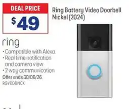 Officeworks Ring Battery Video Doorbell Nickel (2024) offer