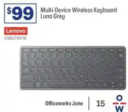 Officeworks Multi-Device Wireless Keyboard Luna Grey offer
