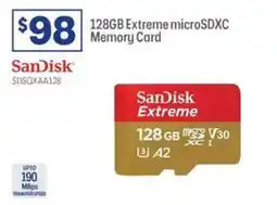 Officeworks 128GB Extreme microSDXC Memory Card offer