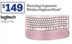 Officeworks Wave Keys Ergonomic Wireless Keyboard Rose offer