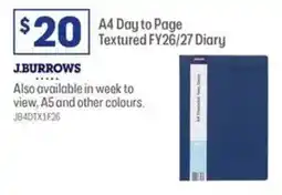 Officeworks A4 Day to Page Textured FY26/27 Diary offer