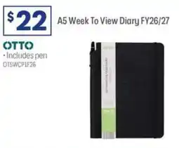 Officeworks A5 Week To View Diary FY26/27 offer