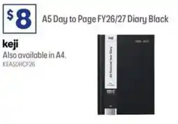 Officeworks A5 Day to Page FY26/27 Diary Black offer